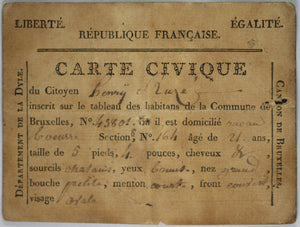 Revolution – 1798 Carte Civique de Bruxelles