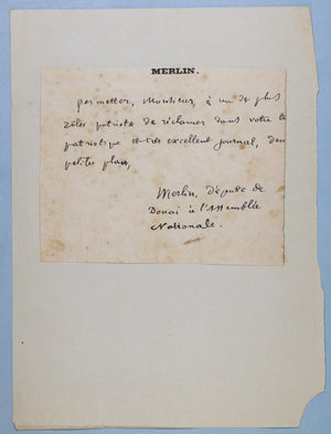 Révolution deux documents signés par Merlin de Douai (1791,95)