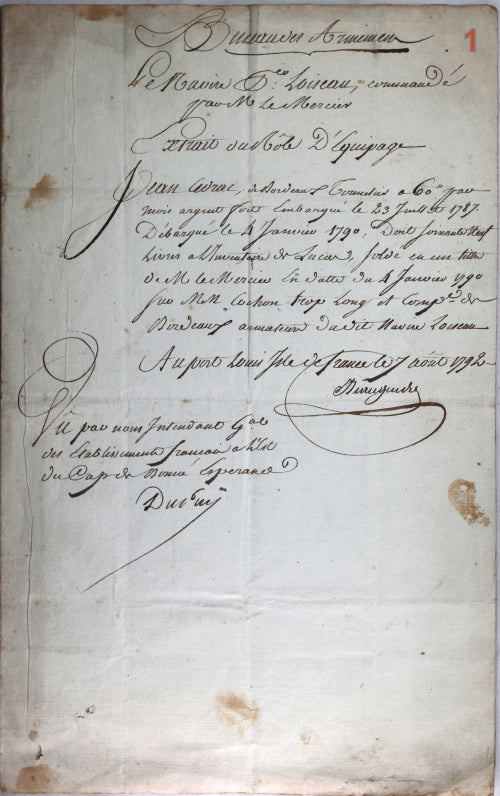 Révolution lot documents 1792-98, marin tonnelier, esclavage - PdG