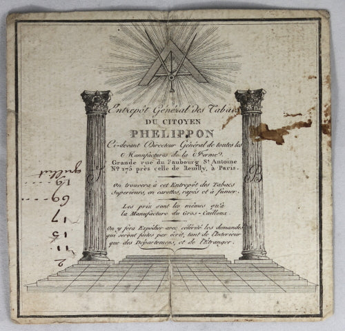 Révolution publicité pour entrepôt de tabac Paris (Franc-maçon)