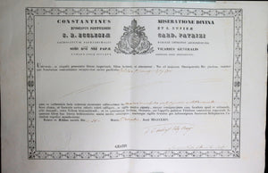 Rome 1864 Catholic certificate, authenticity holy relic : St. Francis of Assisi