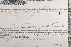Rome 1864 Catholic certificate authenticity holy relic St Rose of Lima