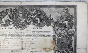 Rome 1825 parchemin religieux, demande d'indulgence du Pape Léon XII