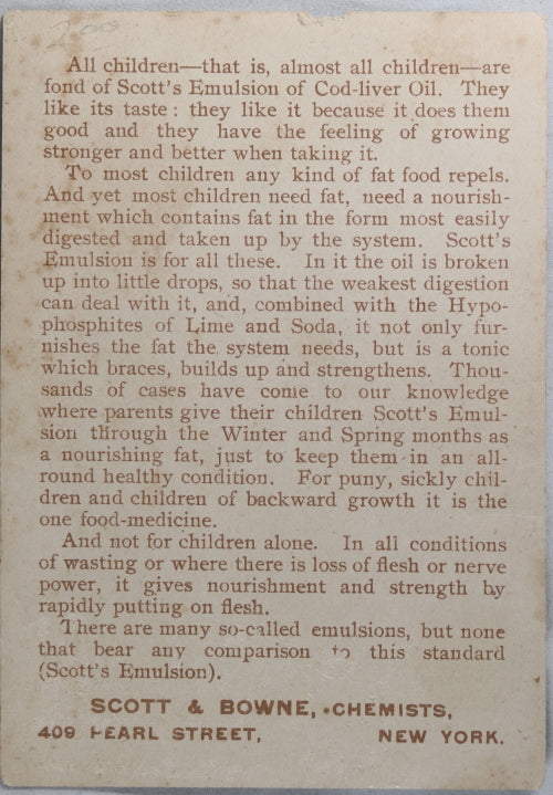 Scott's Emulsion - Advertising trade Card 1897