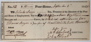 Sep 4th 1848 Allentown PA Lehigh County Poor-House, medical attendance