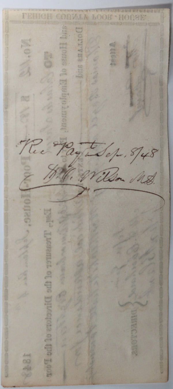 Sep 4th 1848 Allentown PA Lehigh County Poor-House, medical attendance