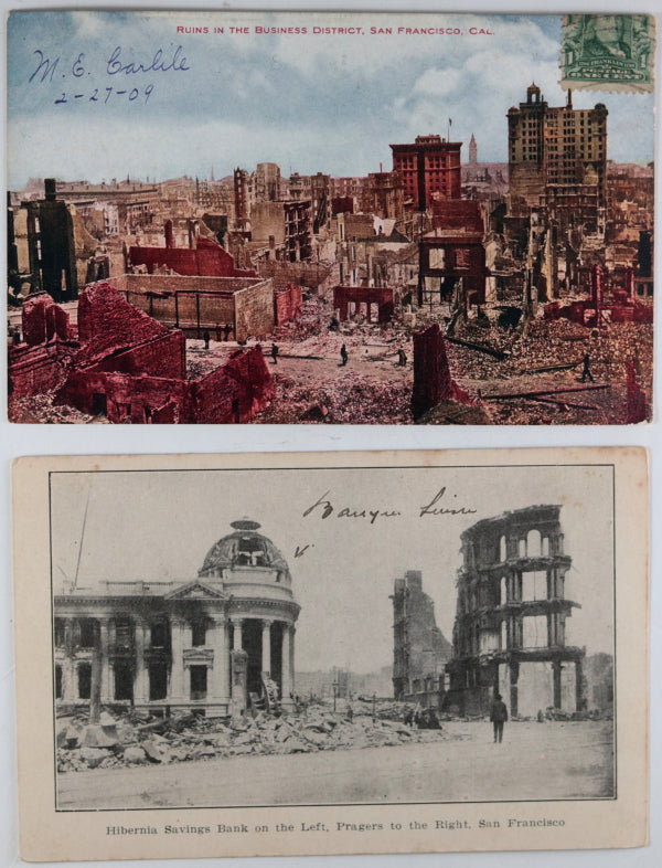 Set of 10 postcards, San Francisco earthquake of 1906