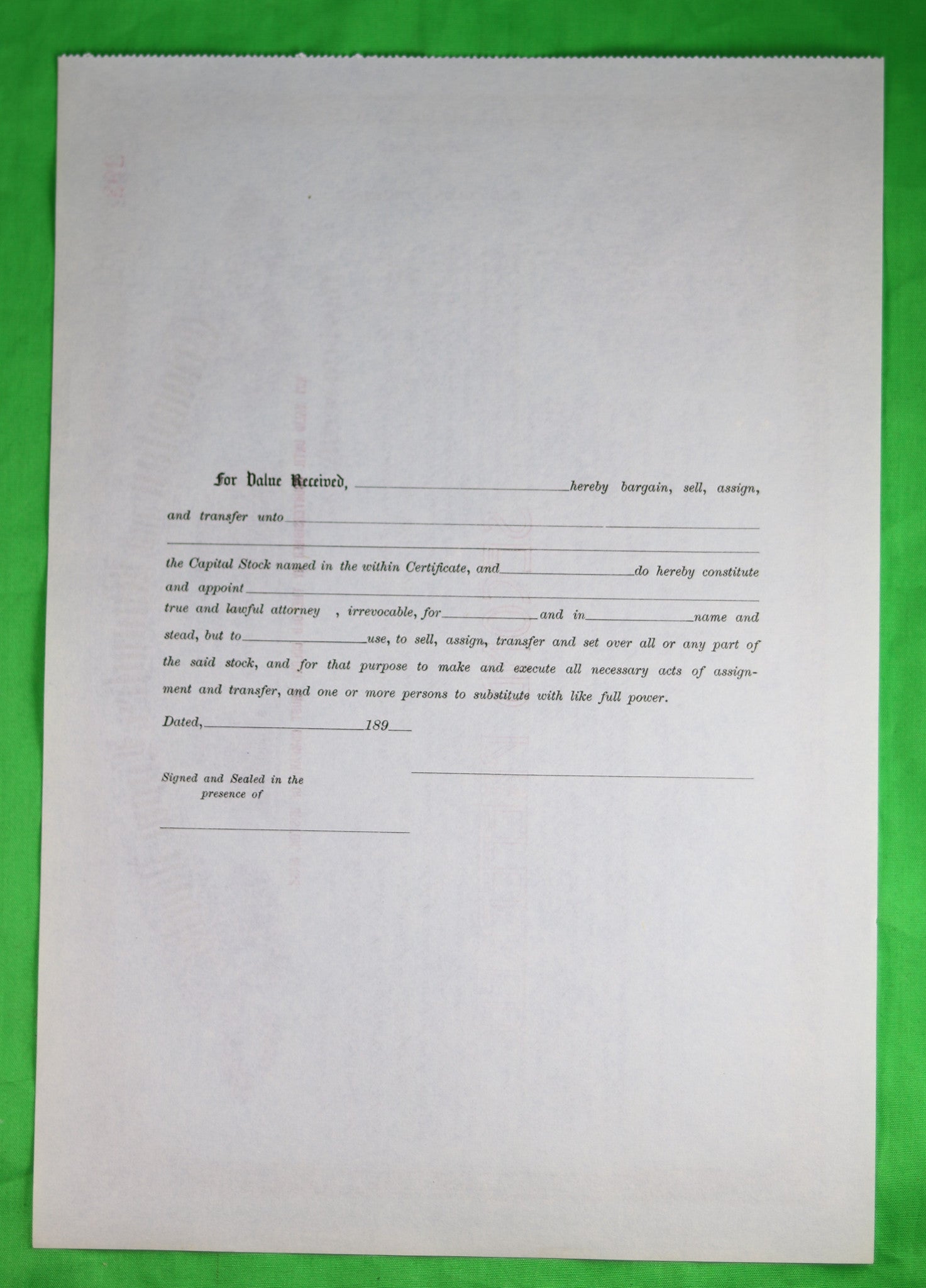 Set of 3 unused preferred stock certificates Crompton and Knowles Loom Works (1897?)