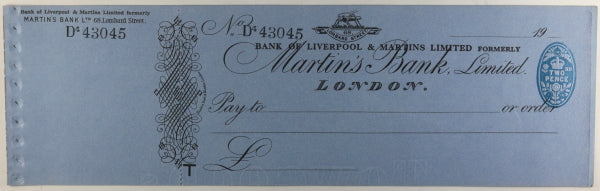 Set of 5 unused vintage cheques (Quebec, UK), early 1900s Set of 5 unused vintage cheques (Quebec, UK), early 1900s