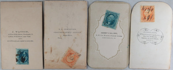 Set of four CDV photos of American children 1865-66 (tax stamps)