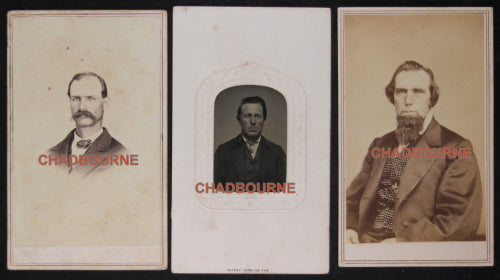 Set of three CDV photos of American men 1865-66 (tax stamps)