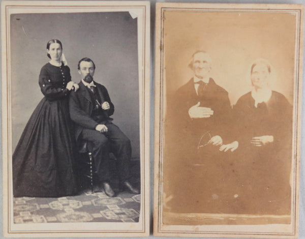 Set of two CDV photos of American couples 1865-66 (tax stamps)