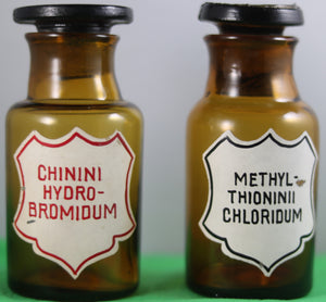 Set of two brown Apothecary bottles early 1900s
