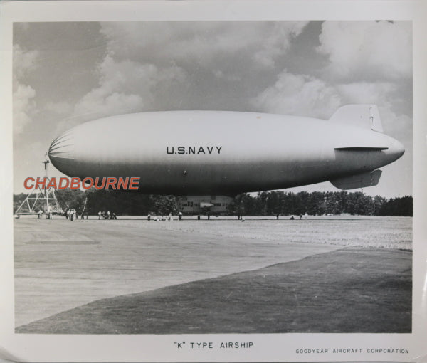 Set of two photos of a Goodyear Type “K” U.S. Navy airship