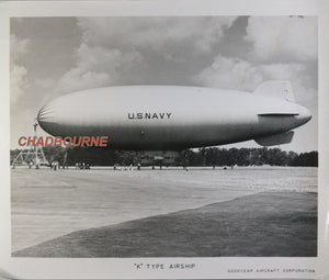 Set of two photos of a Goodyear Type “K” U.S. Navy airship