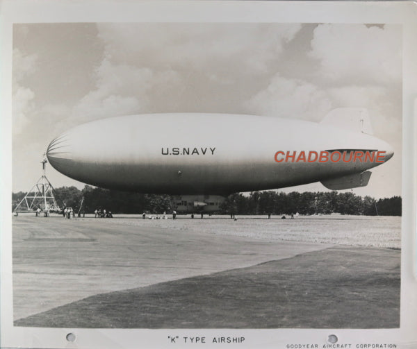 Set of two photos of a Goodyear Type “K” U.S. Navy airship