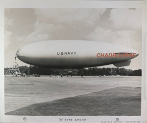 Set of two photos of a Goodyear Type “K” U.S. Navy airship