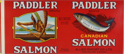 Set of two vintage Canadian B.C. salmon can labels 1930s-40s
