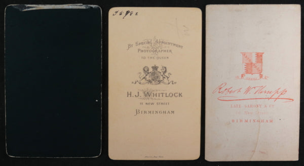 Set of 3 CDV photos from Birmingham England studios, late 1800s