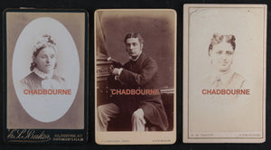 Set of 3 CDV photos from Birmingham England studios, late 1800s