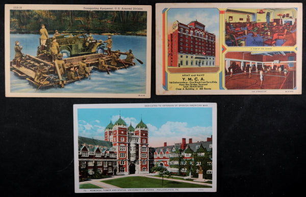 Set of 7 USA vintage postcard with Armed Forces content