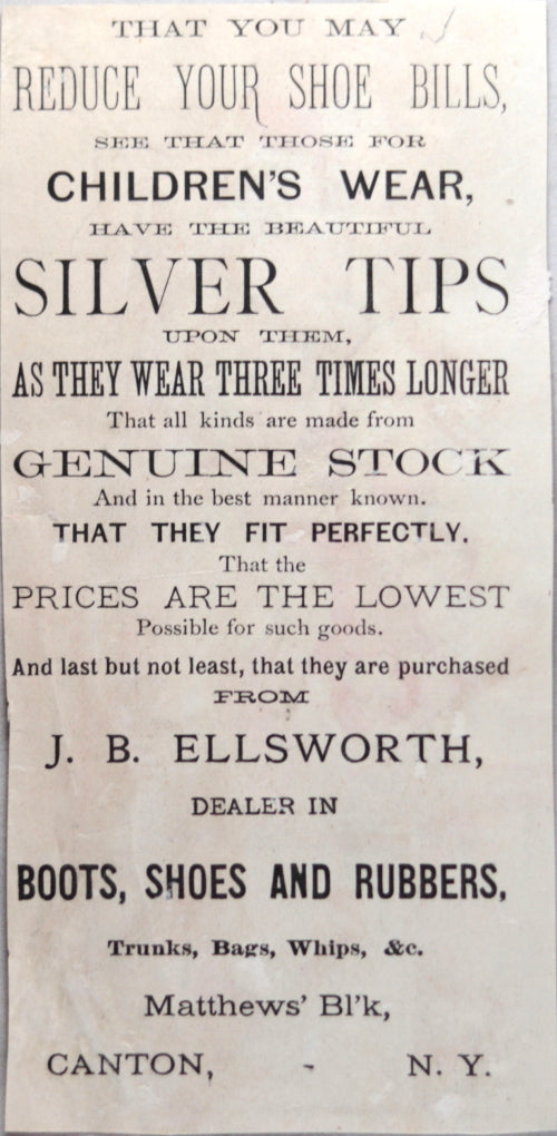 Silver Tip children shoes - Advertising trade card (early 1900's)