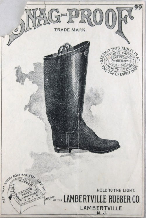 Snag-Proof Boot- advertising trade flyer late 1800's (Brownies)