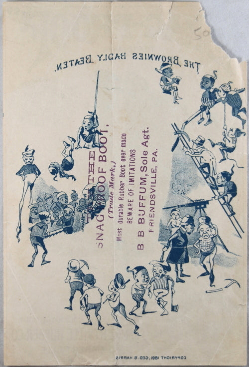 Snag-Proof Boot- advertising trade flyer late 1800's (Brownies)
