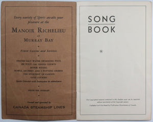 Song Book Canada Steamship Lines c. 1930s