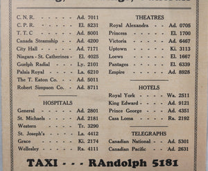 Star Taxi advertising wall card,  Toronto Canada 1920s