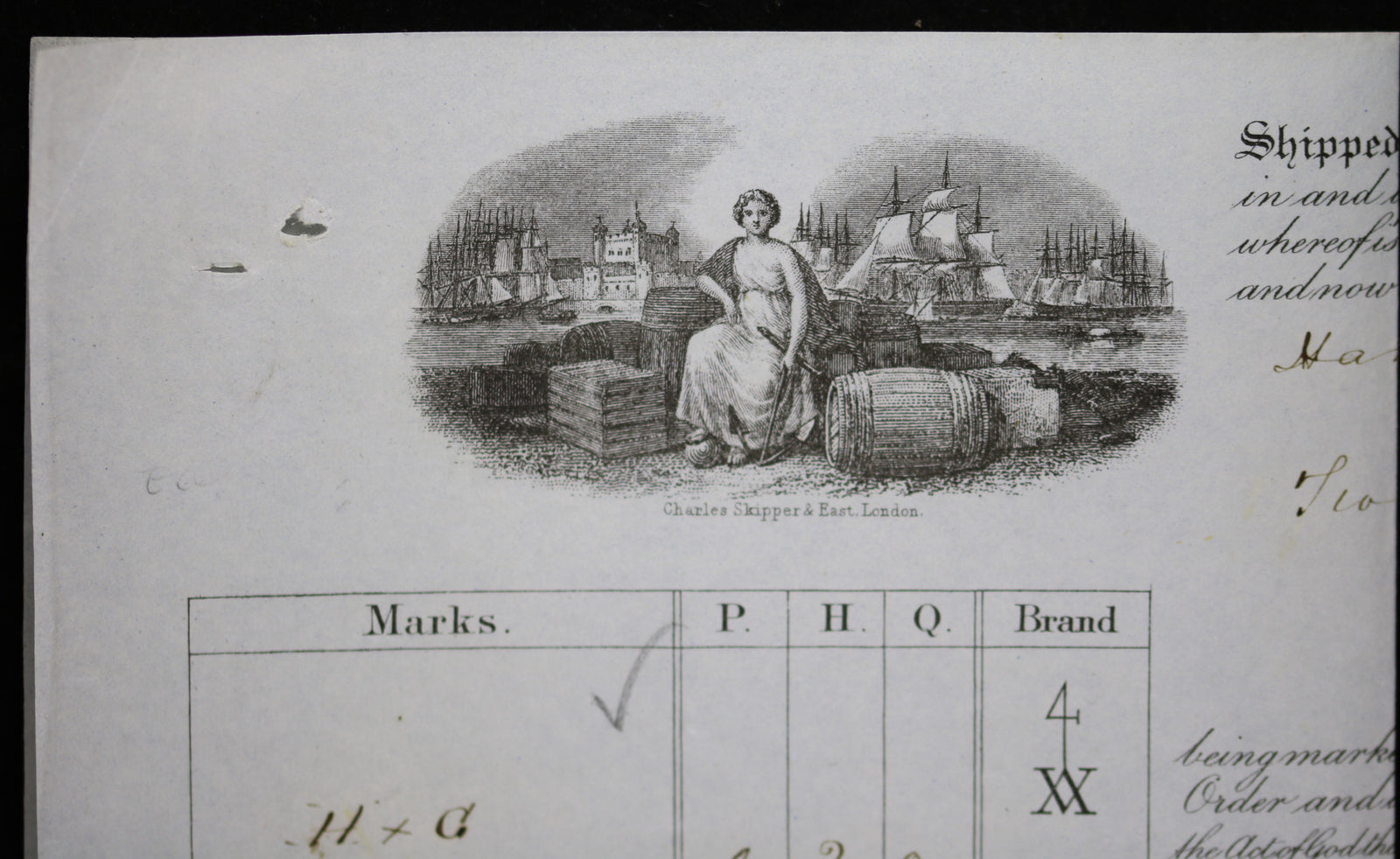 Taylor Fladgate Yeatman bill of lading 1878 (Port)