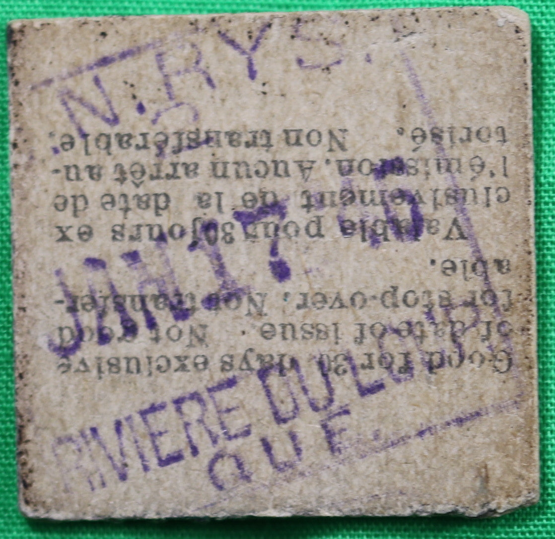 Temiscouata Railway Co. ticket stub 1946 (Canada)