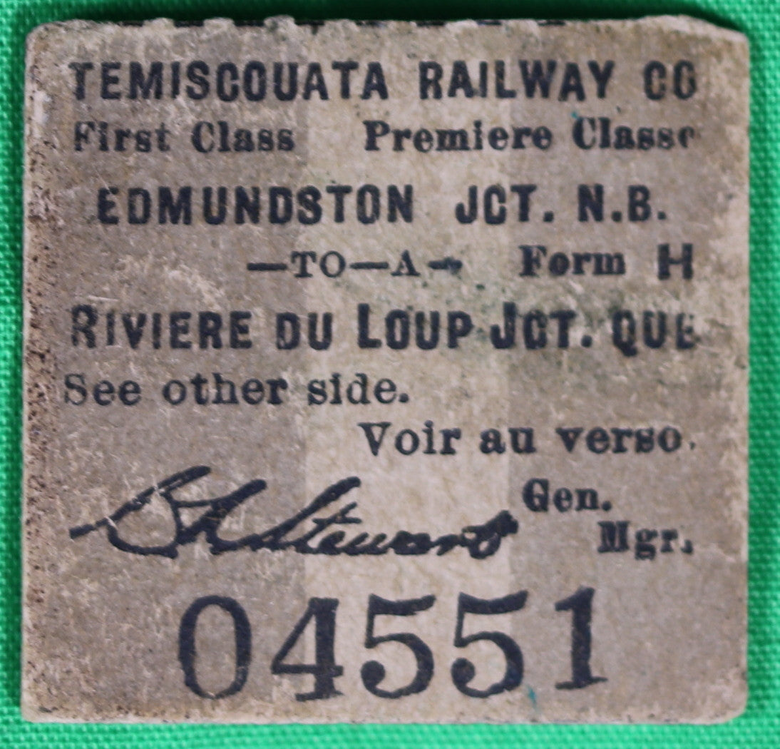 Temiscouata Railway Co. ticket stub 1946 (Canada)