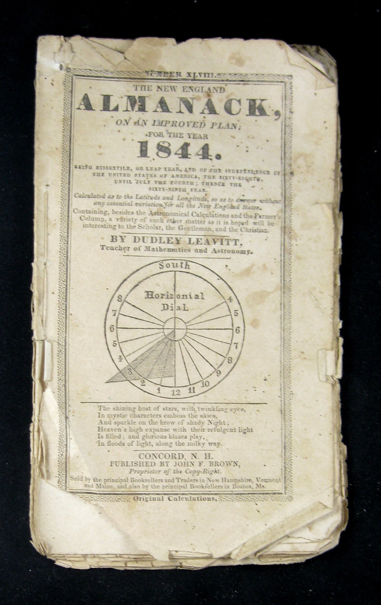 The New England Almanack (Leavitt) - 1844 (USA) Slavery