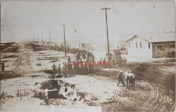 Three (3) WW1 era photo military postcards Camp Borden (Ontario)
