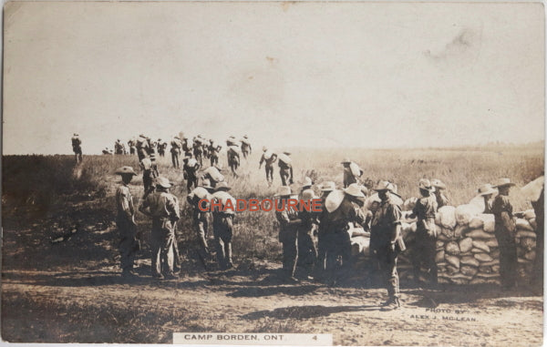 Three (3) WW1 era photo military postcards Camp Borden (Ontario)