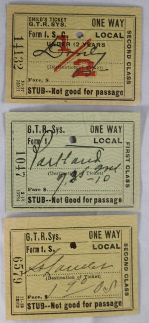 Three GTR ticket stubs from South Durham PQ (1918 and 1921)