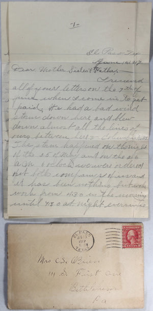 Three WW1 letters home from US soldier 1917-18 (USA & France)