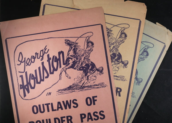 Three theater window cards, George Houston Western movies (1941-42)