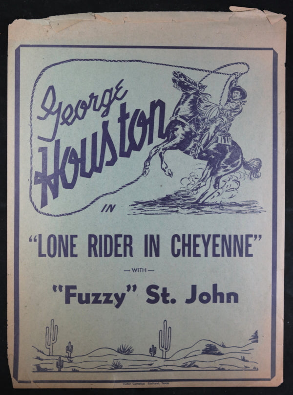 Three theater window cards, George Houston Western movies (1941-42)