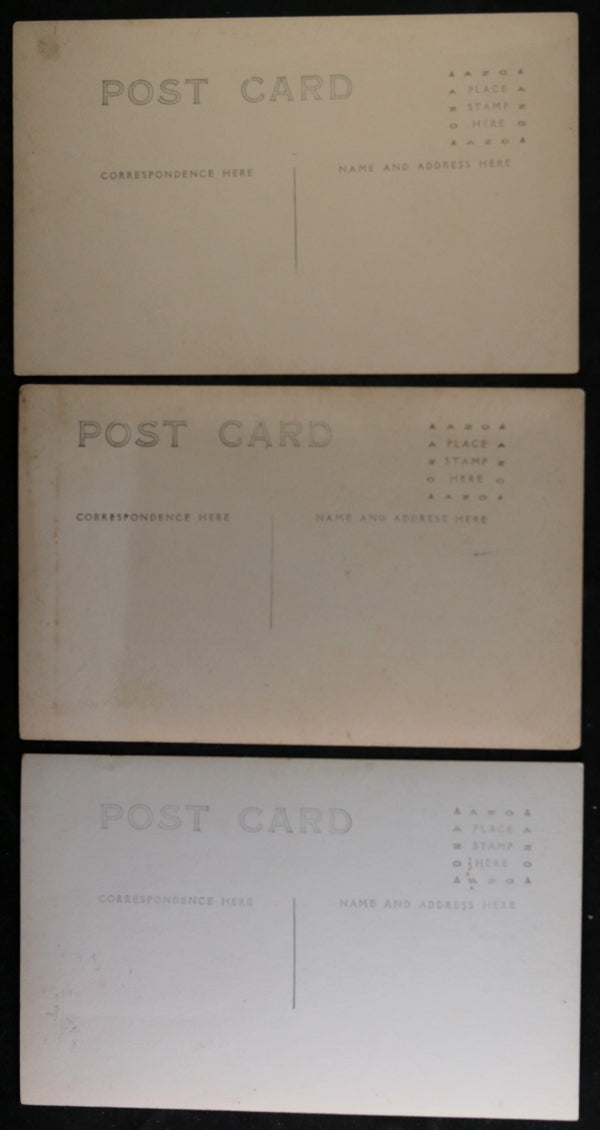 Three studio photo postcards of young boys in finest suits c. 1910