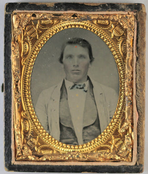 Tintype photo of young gentleman in finest suit @1860-70s
