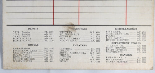 Toronto General Taxi advertising card 1930s