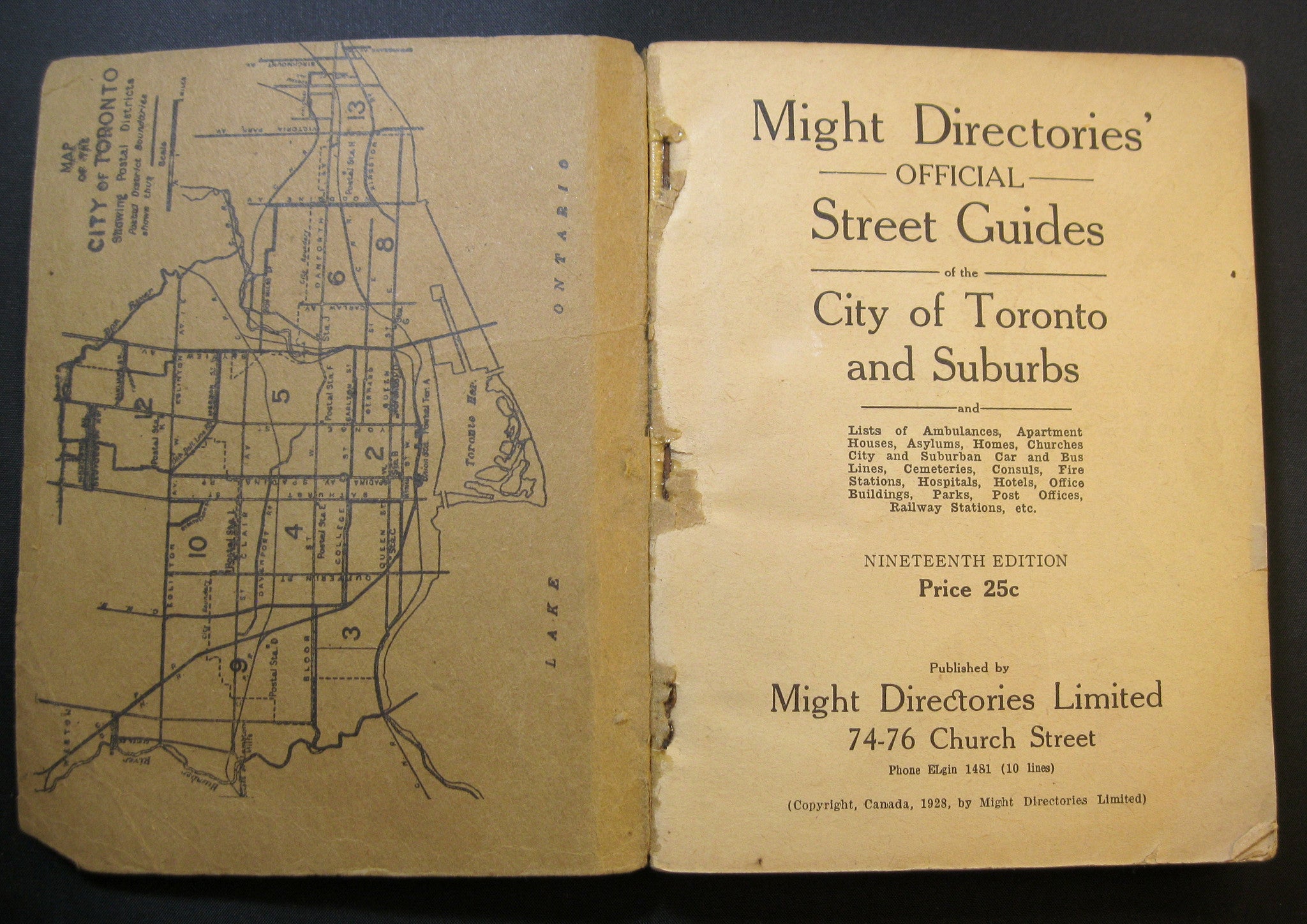 Toronto Official Street Guide - 1928 Toronto Official Street Guide - 1928