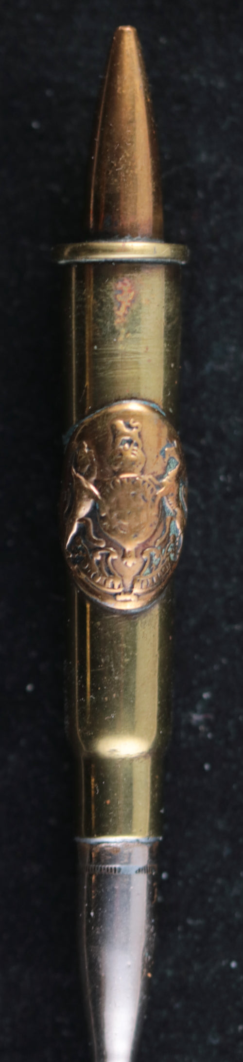 Trench Art brass boot hook, made with bullet casing and bullets c. WW1