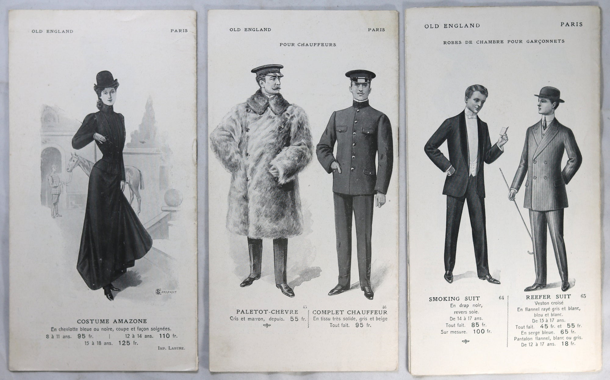 Trois catalogues magasin mode Old England Paris @1912