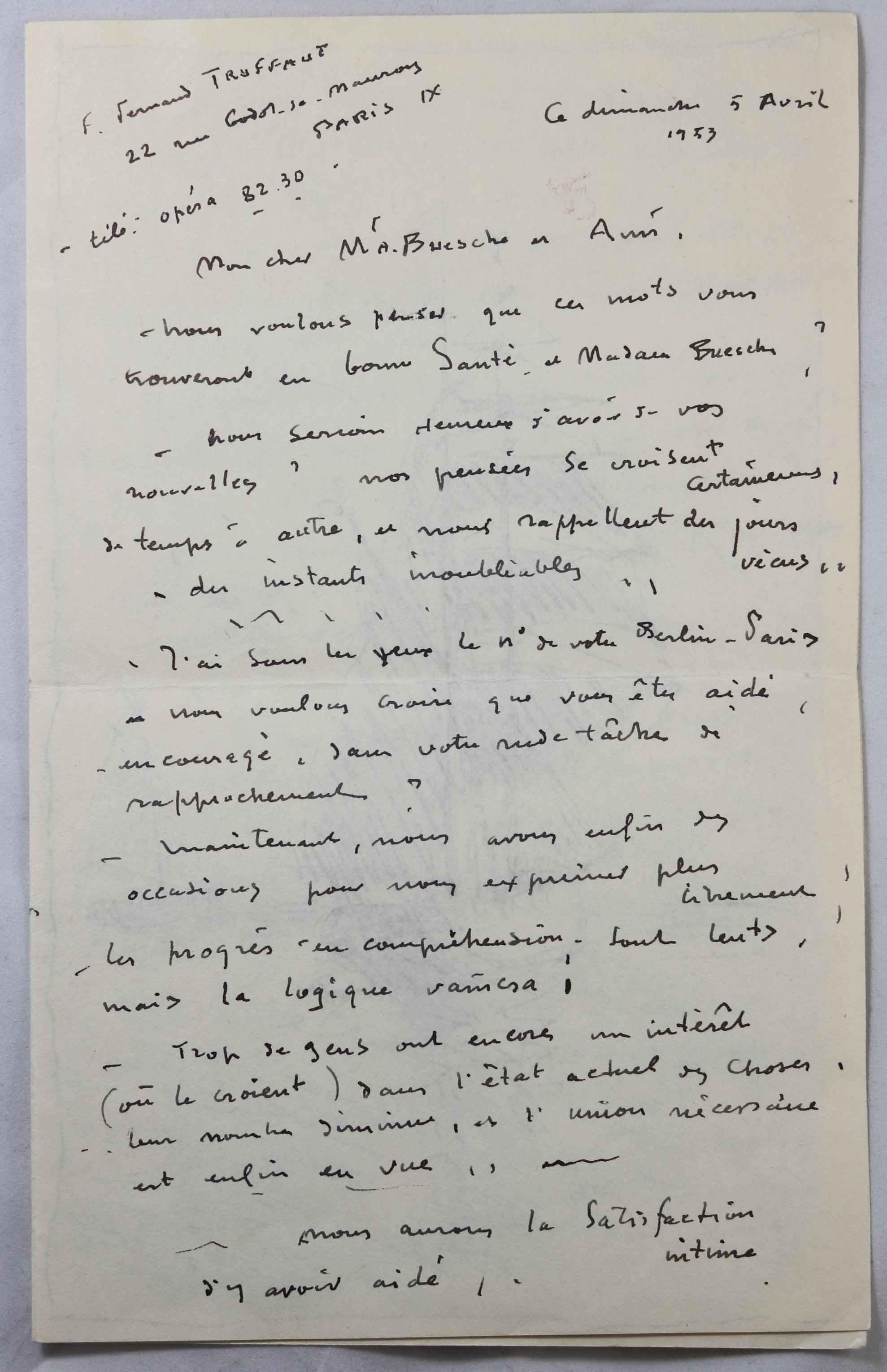 Trois lettres peintre Fernand Truffaut avec aquarelles et dessins