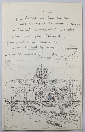 Trois lettres peintre Fernand Truffaut avec aquarelles et dessins