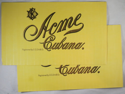 Two Inner Cigar box labels ‘Acme Cubana’, early 1900s