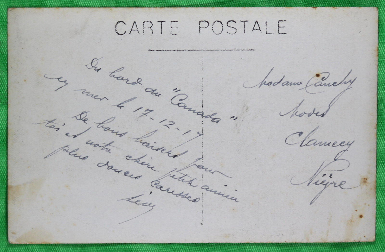 Two WW1 photo postcards from on-board HMS Canada 1917